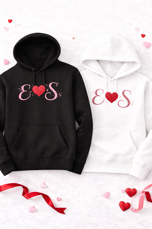 E❤️S Couple Hoodie – Matching Love Sweatshirt Gift